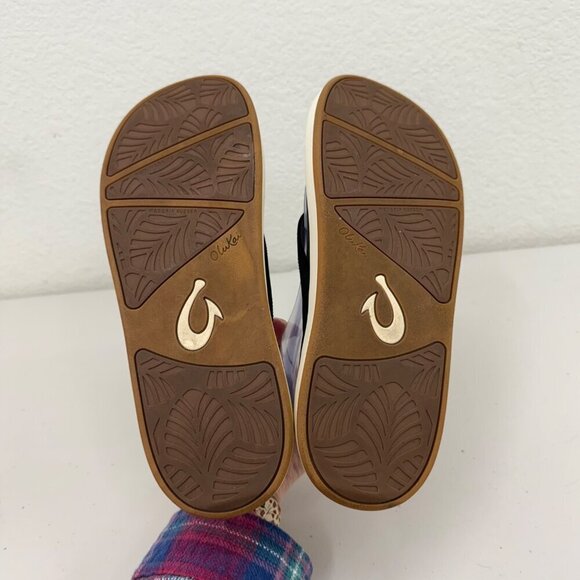 Olukai Nua Pio Black Platform Flip Flop Thong Sandals Shoes 20445-4040 Womens 10 - Picture 8 of 8